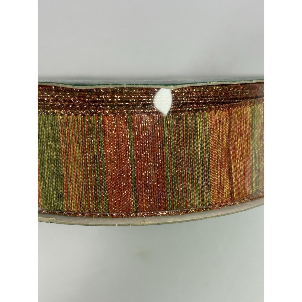 Kirkland Premium Metallic Gold, Orange Green Wire-Edged Ribbon 2.5-inch 50 Yards - Picture 3 of 5